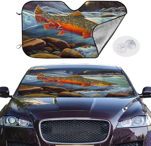 Vista 2 de Mlanxi Parasol plegable para parabrisas de coche de pesca con mosca, visera plegable para ventana delantera