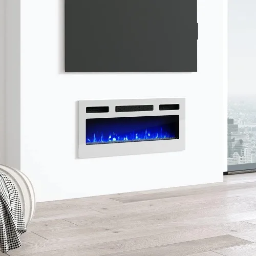 Vista 2 de Calentador de pared empotrado para chimenea eléctrica de 31.5 pulgadas, 1500 W/5100 BTU (blanco)