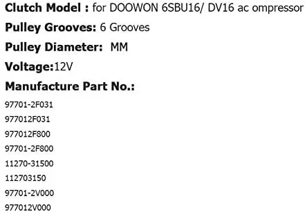 Vista 4 de GOWE para Doowon 6SBU16 DV13 AC Compresor para Veloster Accent 1.6 CERATO 97701-2V000 97643-1J100 977012V000 97701-2F800