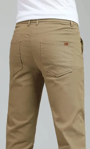 Vista 4 de Plaid&Plain - Pantalones de color caqui elásticos y ajustados para hombre