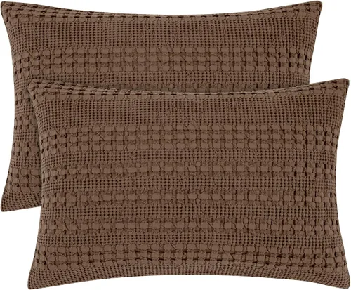 Vista 18 de PHF Fundas de almohada 100% algodón con tejido de gofre de 24 x 24 pulgadas, paquete de 2 fundas cuadradas para decoración elegante del hogar, sin