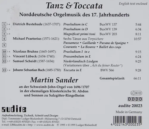 Vista 2 de Tanz & Toccata North German Organ Music 17TH Ctry