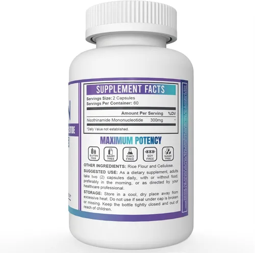 Vista 7 de zyy Suplemento NMN Mononucleótido de nicotinamida real 18000mg por botella, 300mg por porción para la salud celular, antienvejecimiento 120 cápsulas