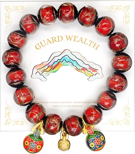 Vista 9 de Pulsera de esmalte gris colorido para hombres y mujeres – Estilo Palacio Imperial, joyería de guardián familiar de bestias tragadoras de oro