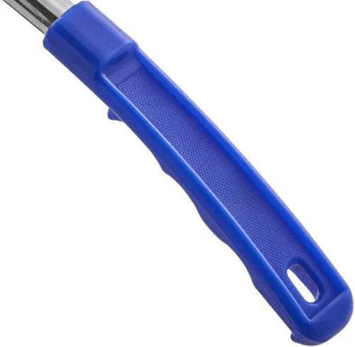 Vista 5 de Soro Essentials - Cuchara perforada de acero inoxidable para servir con control de porciones con mango azul - Cuchara de control de porciones