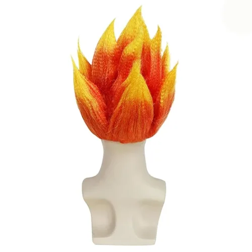 Vista 4 de Pelucas de cosplay para hombres, peluca masculina de Halloween (naranja ira)