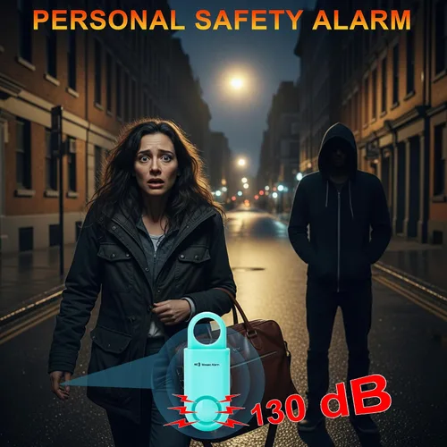 Vista 2 de Paquete de 2 alarmas de seguridad personal de 130 db con batería reemplazable por el usuario SOS de emergencia con sonido fuerte para mujeres