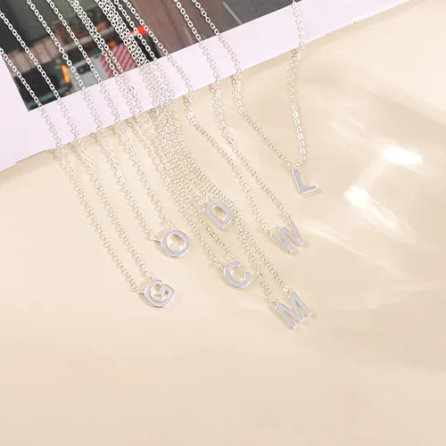 Vista 21 de Collares con iniciales para mujer, delicado collar de letra plateada con nombre personalizado con monograma, collar simple y lindo con inicial