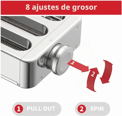 Vista 4 de Juego de accesorios para pasta totalmente de metal 3 en 1 para batidora de pie KitchenAid, incluye rodillo de lámina de pasta, cortador