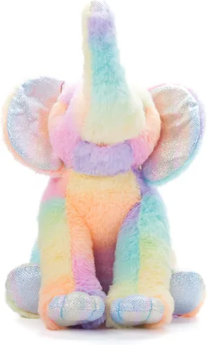 Vista 2 de The Petting Zoo Peluche de elefante, animales del zoológico Ombrez, juguete de peluche de elefante arcoíris de 12 pulgadas