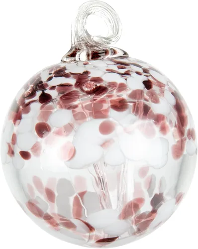 Vista 15 de Dale Tiffany Vidrio soplado a mano, 3 pulgadas de diámetro, color aguamarina, Colección Árbol de la Vida, Globo de Bruja Colgante para Jardín