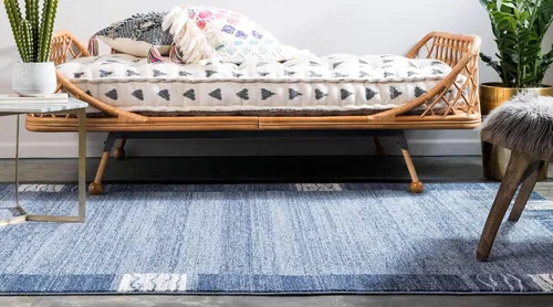 Vista 3 de Unique Loom Del Mar Collection - Alfombra de área Sarah (2' 2" x 3' 1", rectangular, azul claro/azul)