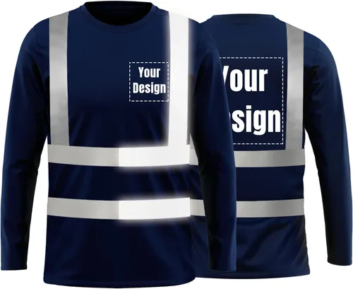 Vista 30 de La alta visibilidad reflexiva de las camisetas de la seguridad del logotipo de encargo Hola Vis de Verde neón
