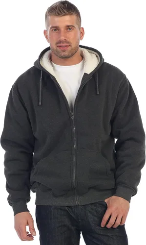Vista 16 de Gioberti Chaqueta con capucha de forro polar suave y pesado para hombre Negro