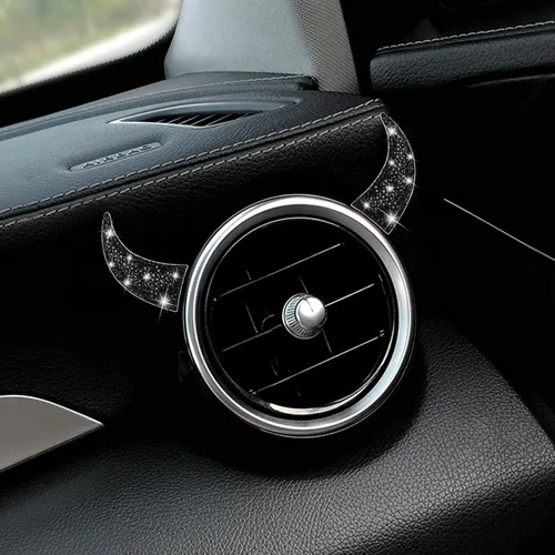 Vista 5 de WINKA Bling Devil Bull Horn 3D - Calcomanías decorativas brillantes para el interior del automóvil, para salpicadero, camión, motocicleta