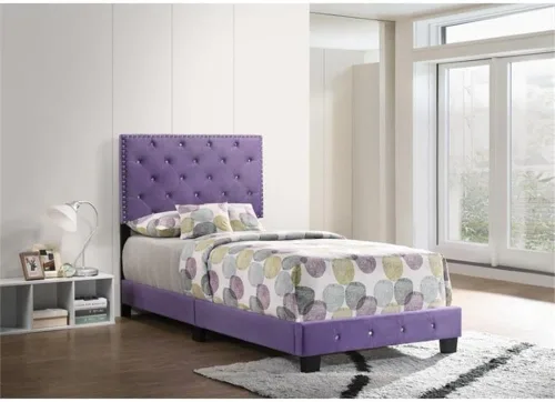 Vista 2 de Glory Furniture Suffolk - Cama individual tapizada de terciopelo, color morado