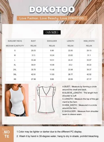 Vista 5 de Dokotoo - Camiseta ajustada sin mangas para mujer, tirantes anchos, escote bajo, con ribetes, deportiva, para entrenamiento