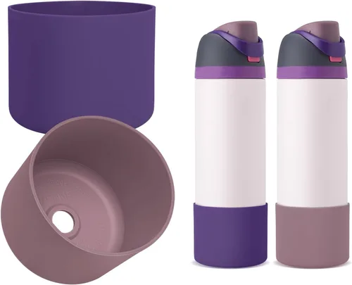 Vista 33 de 2 botas de silicona compatibles con Owala FreeSip de 24 onzas, funda protectora superior para botella de agua, reducción de ruido, cubierta inferior