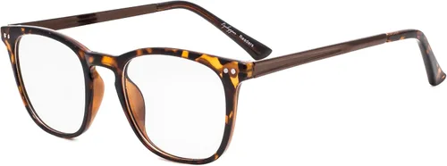 Vista 11 de Eyekepper Lectores Retro Cuadrado Plástico Marco Metal Brazos Lectura Gafas Ámbar/Negro Brazo +0.5 Brazo ámbar/negro
