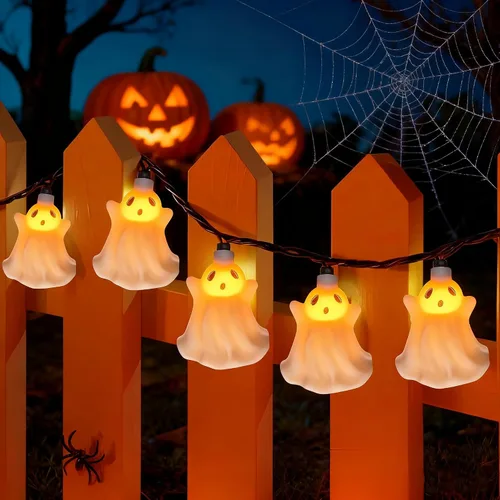 Vista 8 de Abeja Luces de ventana de Halloween, paquete de 4 unidades, calabaza