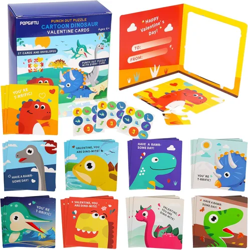 Vista 10 de Tarjetas de rompecabezas para el día de San Valentín para niños, paquete de 27 tarjetas de rompecabezas de animales con sobres y calcomanías a