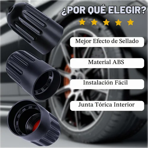 Vista 7 de 10 piezas de tapas de válvula de neumático TPMS con vástago largo, tapas de válvula de rueda de plástico negro para TPMS TR20008, tapas de vástago