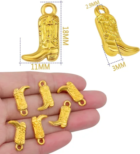 Vista 3 de BronaGrand 50 dijes para botas de vaquero, colgantes de aleación occidental para bricolaje, collares, pulseras, joyas, hallazgos
