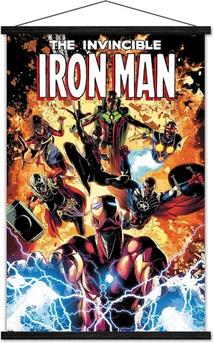 Vista 8 de Trends International Marvel Comics Iron Man - Póster de pared Invincible Iron Man #11, 22.4 pulgadas de largo x 14.7 pulgadas, versión enmarcada
