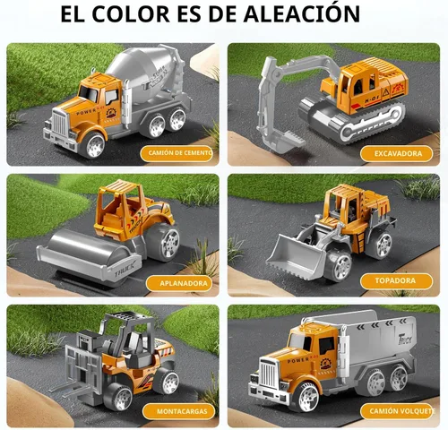 Vista 5 de NIPLOOOW - Juego de vehículos de construcción para niños, camión de juguete con alfombra de juego y coche de juguete fundido a presión