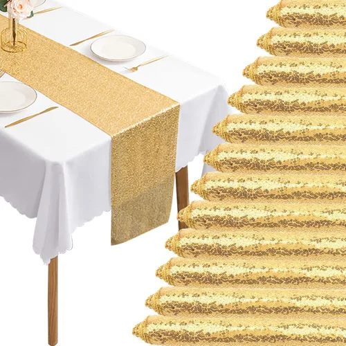 Vista 18 de 12 Paquetes de Caminos de Mesa con Lentejuelas Brillantes para Comedor para Cumpleaños, Bodas, Compromisos, Nupciales, Baby Shower, Despedida
