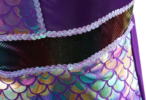 Vista 5 de Cutescan Disfraz de sirena para niñas, vestido de princesa, fiesta de cosplay con accesorios