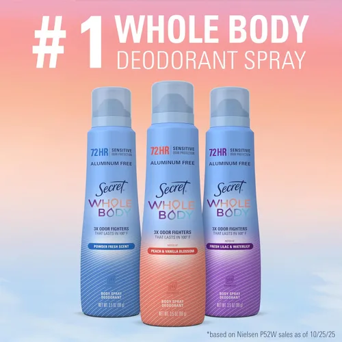 Vista 9 de Secret Desodorante en aerosol para todo el cuerpo para mujer, aroma a leche de almendra y miel, desodorante sin aluminio, protección contra olores