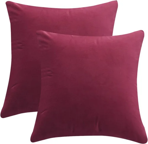 Vista 2 de Juego de 2 fundas de almohada cuadradas decorativas de terciopelo suave, ligera, suave, fundas de almohada decorativas para sofá, dormitorio
