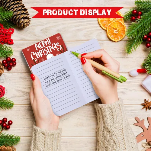 Vista 5 de Faccito 48 piezas blocs de notas navideños mini cuadernos blocs de notas de vacaciones al por mayor 12 diseños pequeños blocs de notas de tema