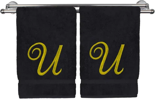 Vista 211 de Toalla de mano con monograma, regalo personalizado, 16 x 30 pulgadas, extra absorbente, 100% algodón turco, acabado de rizo suave, para baño, cocina