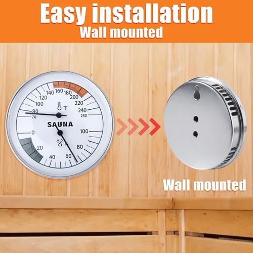 Vista 5 de Termómetro de sauna 2 en 1, higrómetro Fahrenheit, medidor de temperatura de humedad interior, monitor para sala de vapor infrarrojo, baño, spa