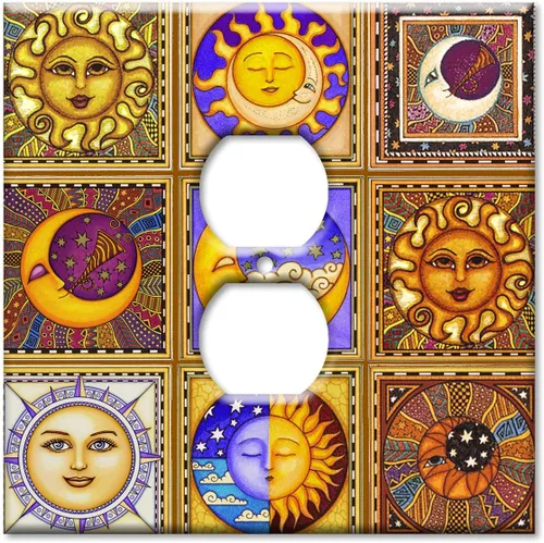 Vista 5 de Art Plates - Cubierta decorativa para interruptor de luz - Placa de pared metálica decorativa - Cubierta para interruptor de 2 llaves - Tema