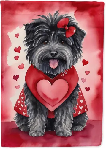 Vista 112 de Caroline's Treasures DAC5252GF Affenpinscher - Bandera de jardín con texto en inglés "My Valentine", bandera decorativa para patio exterior, patio