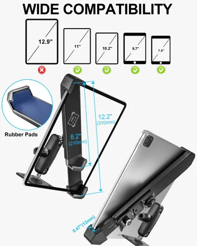 Vista 7 de Base de taladro antirrobo resistente para tableta, soporte para tablero de automóvil para camiones/vehículo con cerradura de seguridad y llave