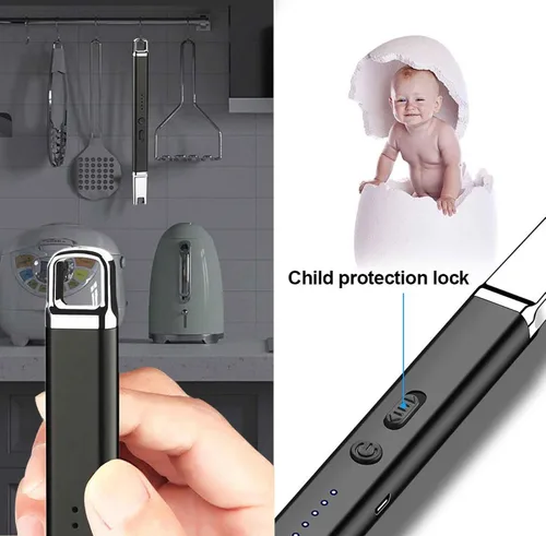 Vista 4 de Jaerdhs Encendedor de velas sin llama, encendedor eléctrico USB recargable, encendedor largo ARC para vela, encendedor resistente al viento, regalo