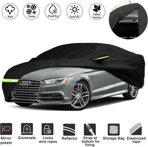Vista 8 de YIXIN Funda impermeable para automóvil Audi A3/S3 2013-2026, ajuste personalizado, correa 100% impermeable a prueba de viento y bandas de cremallera