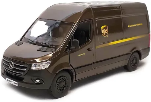Vista 9 de KiNSMART - Mercedes-Benz Sprinter Cargo Van 1:48 O Escala 5" Modelo de Metal Fundido a Presión Furgoneta de juguete, acción de tracción (4 juegos)