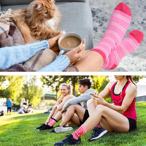 Vista 6 de Hercicy Breast Cancer Awareness Socks Bulk Soft Pink Ribbon Breast Cancer Gifts for Women Sport Football Cheer Accessories