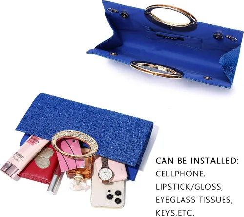 Vista 6 de Labair Bolso de mano con diamantes de imitación para mujer, bolso de noche de cristal, bolso de mano para fiesta de boda, fiesta de graduación