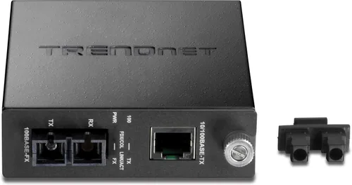Vista 3 de TRENDnet Convertidor de medios de fibra SC monomodo 100Base-TX a 100Base-FX (9.3 mi9.3 millas), negociación automática, MDIX automático, modo dúplex