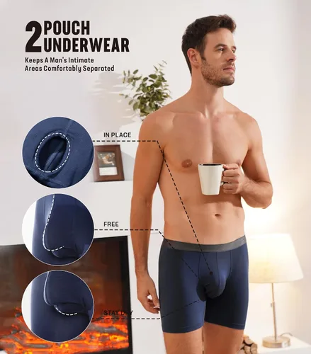 Vista 7 de Separatec - Calzoncillos tipo bóxer para hombres con bolsillo, de rayón de bambú que absorbe la humedad, ropa interior transpirable para hombres A1