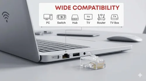 Vista 2 de Cctv4Less - Conectores RJ45 Cat5e, paquete de 100 conectores Ethernet RJ45 chapados en oro para cable de red UTP sólido y trenzado, enchufe modular