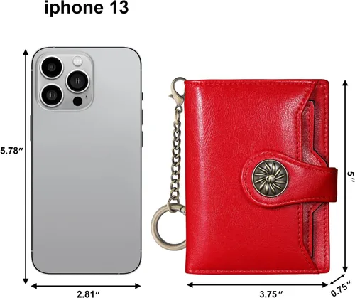 Vista 2 de Travelambo Rfid Wallet - Cartera de cuero para mujer, Rojo -, Moda