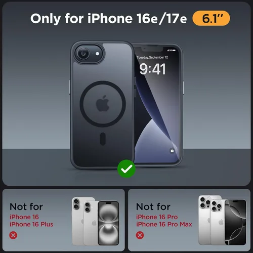 Vista 2 de miracase Funda para iPhone 16e y iPhone 17e para MagSafe [con 2 protectores de pantalla de 9H + ] Protección superior de grado militar a prueba