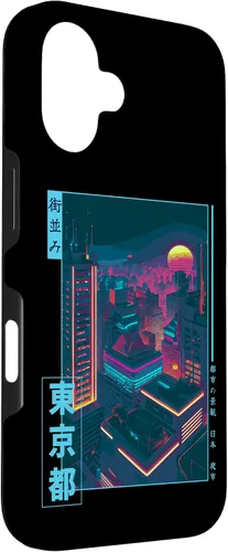 Vista 3 de iPhone 16 Retro Futurism Japanese Vaporwave City Tokyo Aesthetic Case